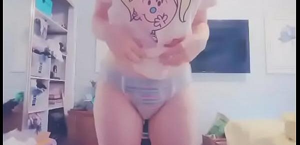  Adult baby girl dances in diaper